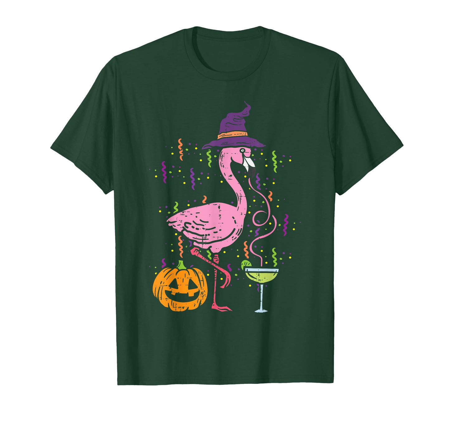 Flamingo Witch Happy Halloween Funny Costume Bird Women T-Shirt