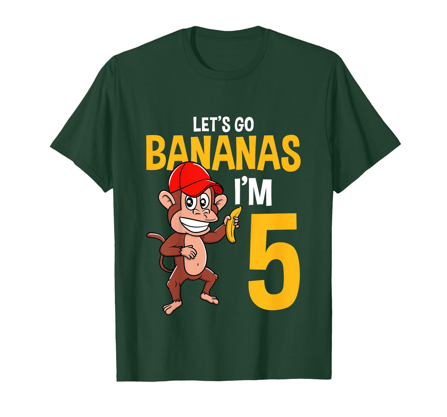 Lets Go Bananas 5th Birthday Monkey 5 Year Old Boy Girl T-Shirt