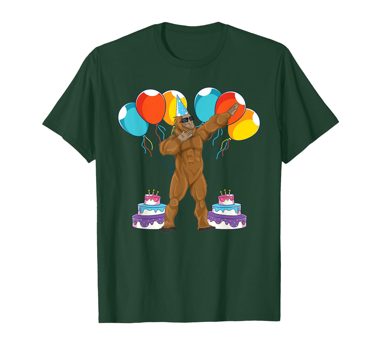 Birthday Party Celebration Cryptid Sasquatch Dabbing Bigfoot T-Shirt