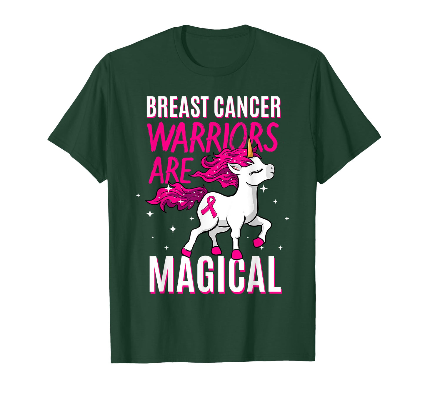 Breast Cancer Warrior Magical Unicorn Pink Ribbon Mammogram T-Shirt