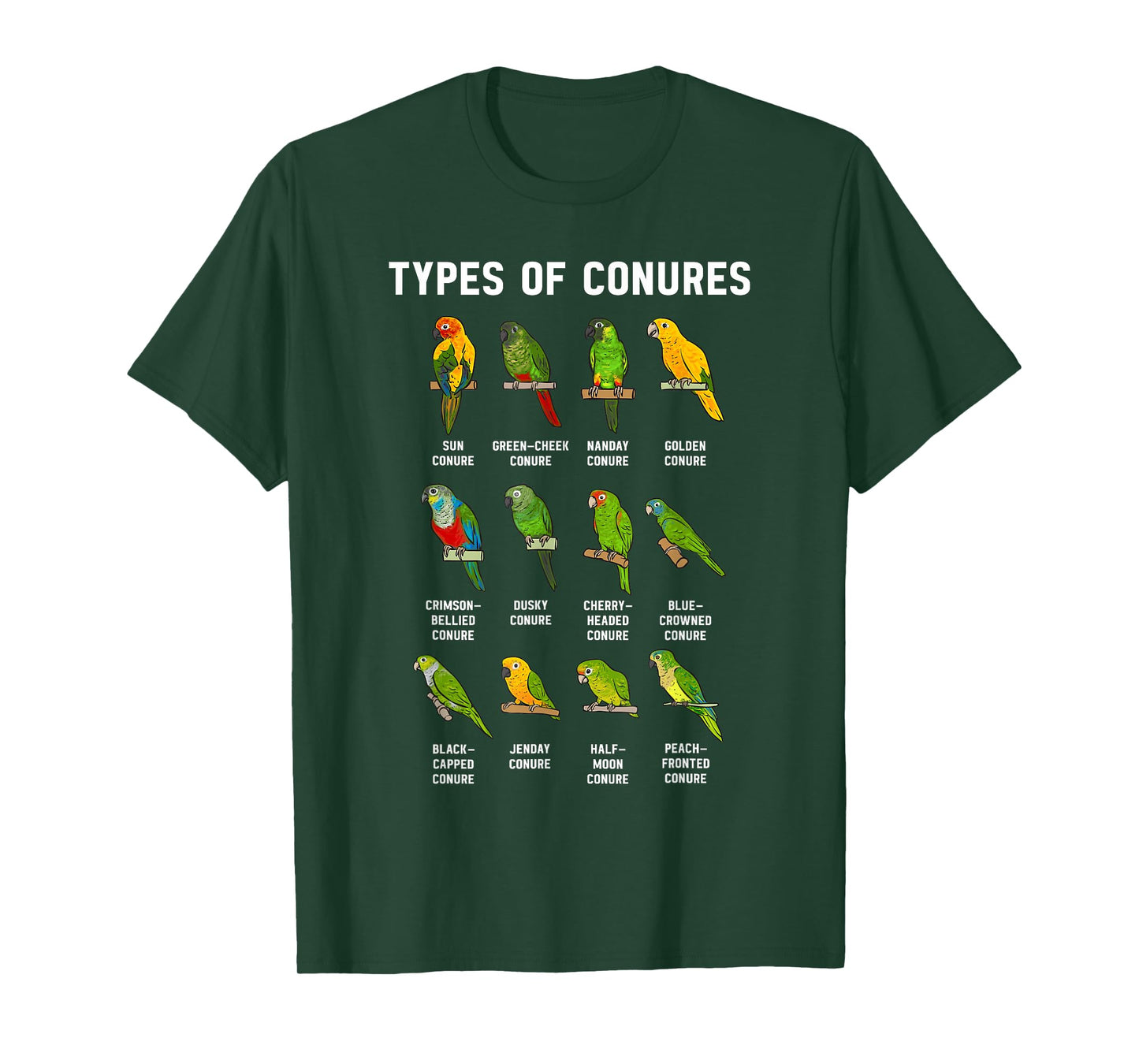 Sun Conure Types Of Conures Parrot Bird Green Cheek Conure T-Shirt
