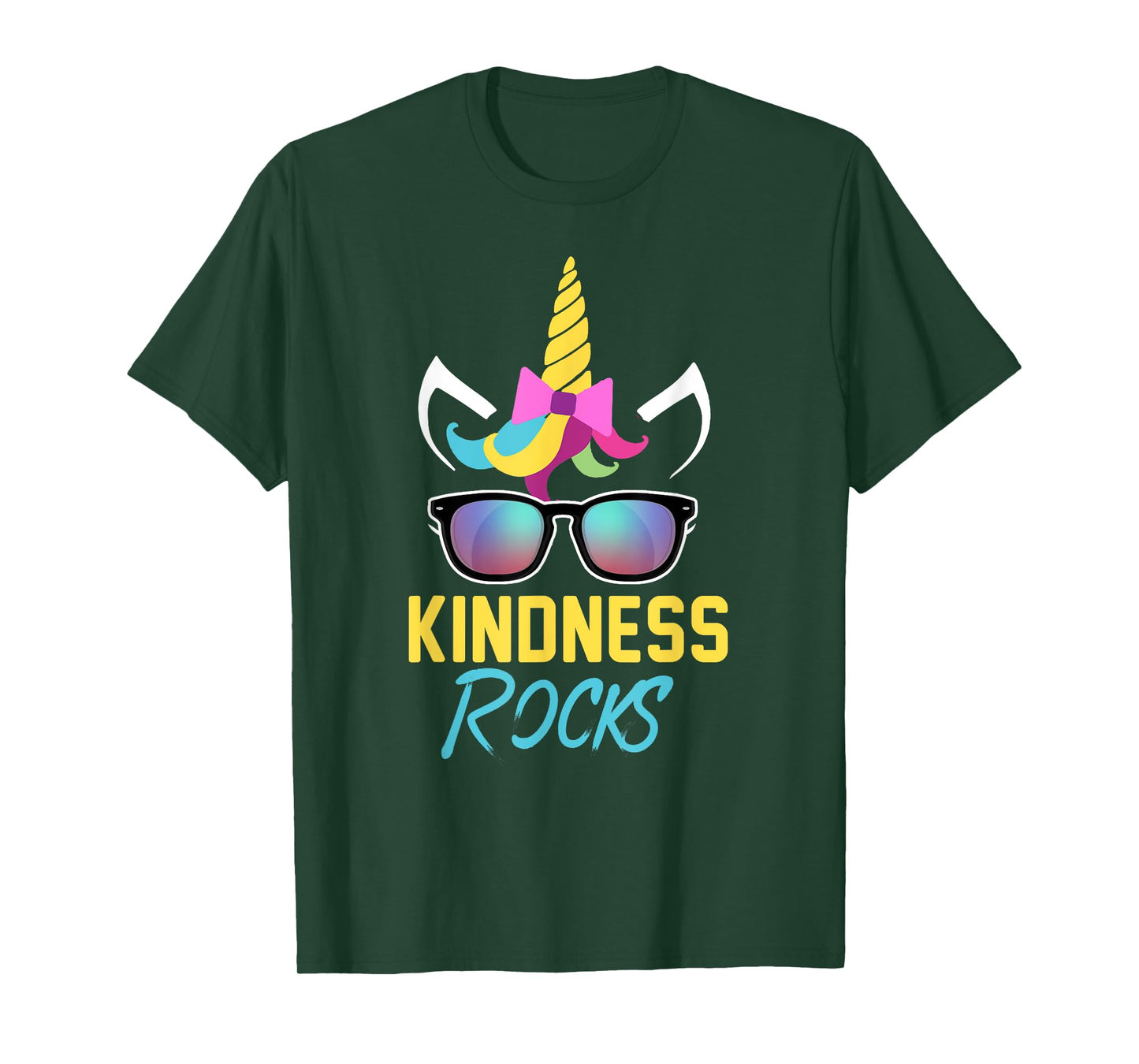 Kindness Rocks Anti Bullying Rainbow Unicorn Sunglasses Gift T-Shirt