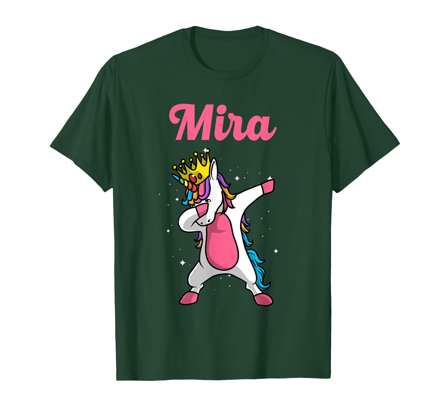 MIRA Name Personalized Birthday Dabbing Unicorn Queen T-Shirt