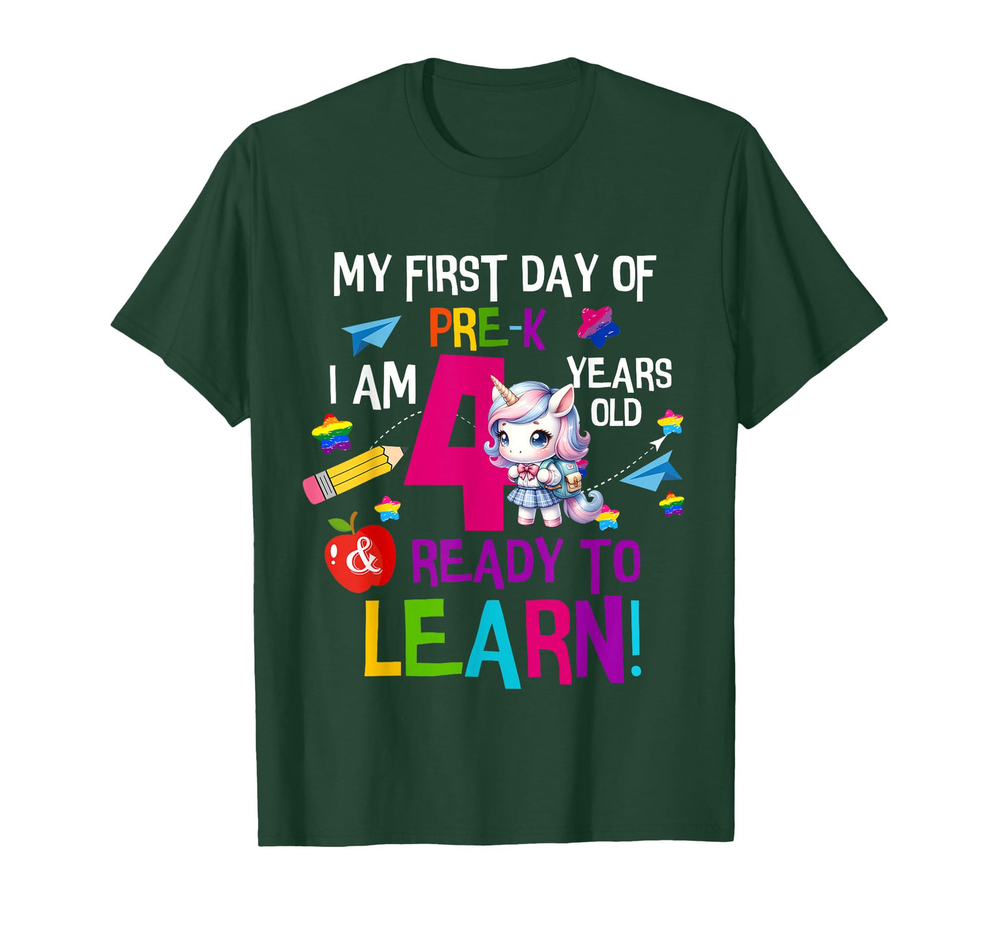 Cute My First Day Of Pre K I Am 4 Years Old Girls Kids Boys T-Shirt