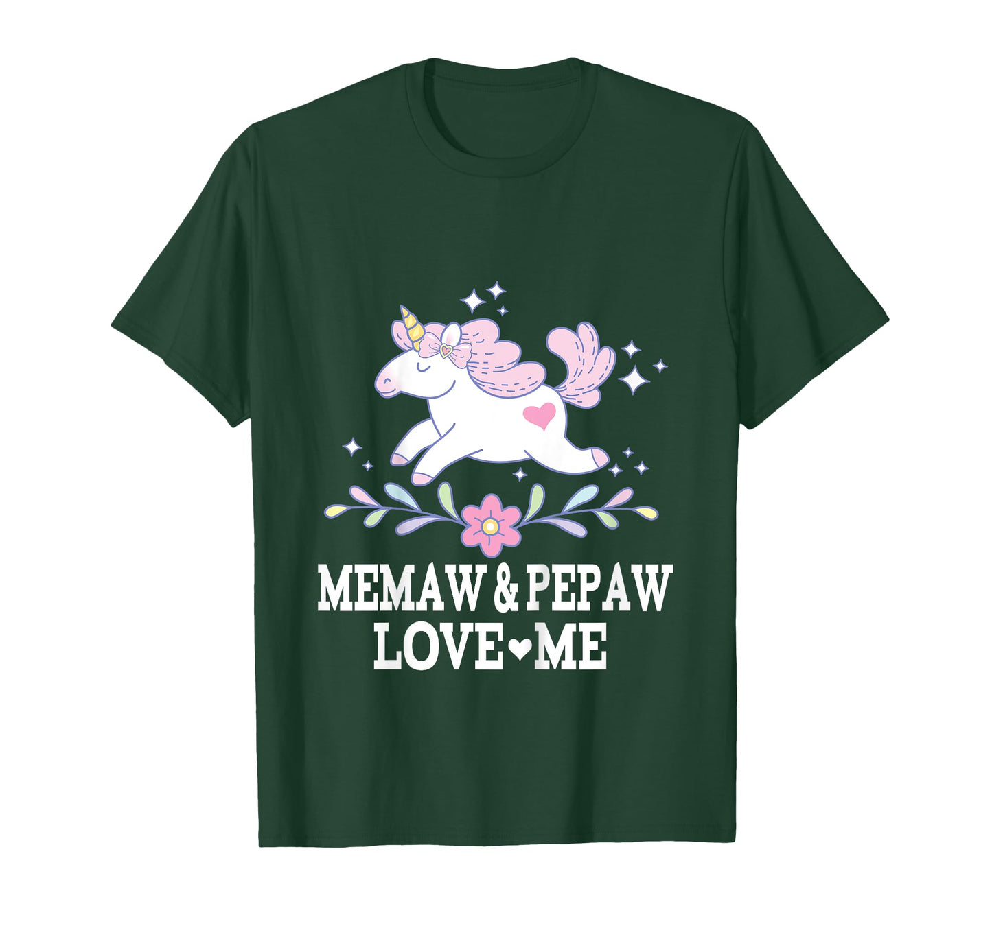 Kids Memaw and Pepaw Love Me Granddaughter Unicorn T-Shirt