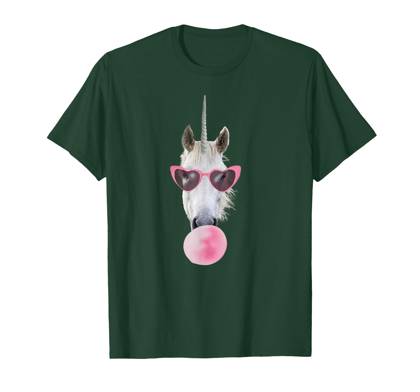 Unicorn Pink Bubble Gum Heart Sunglasses T-Shirt