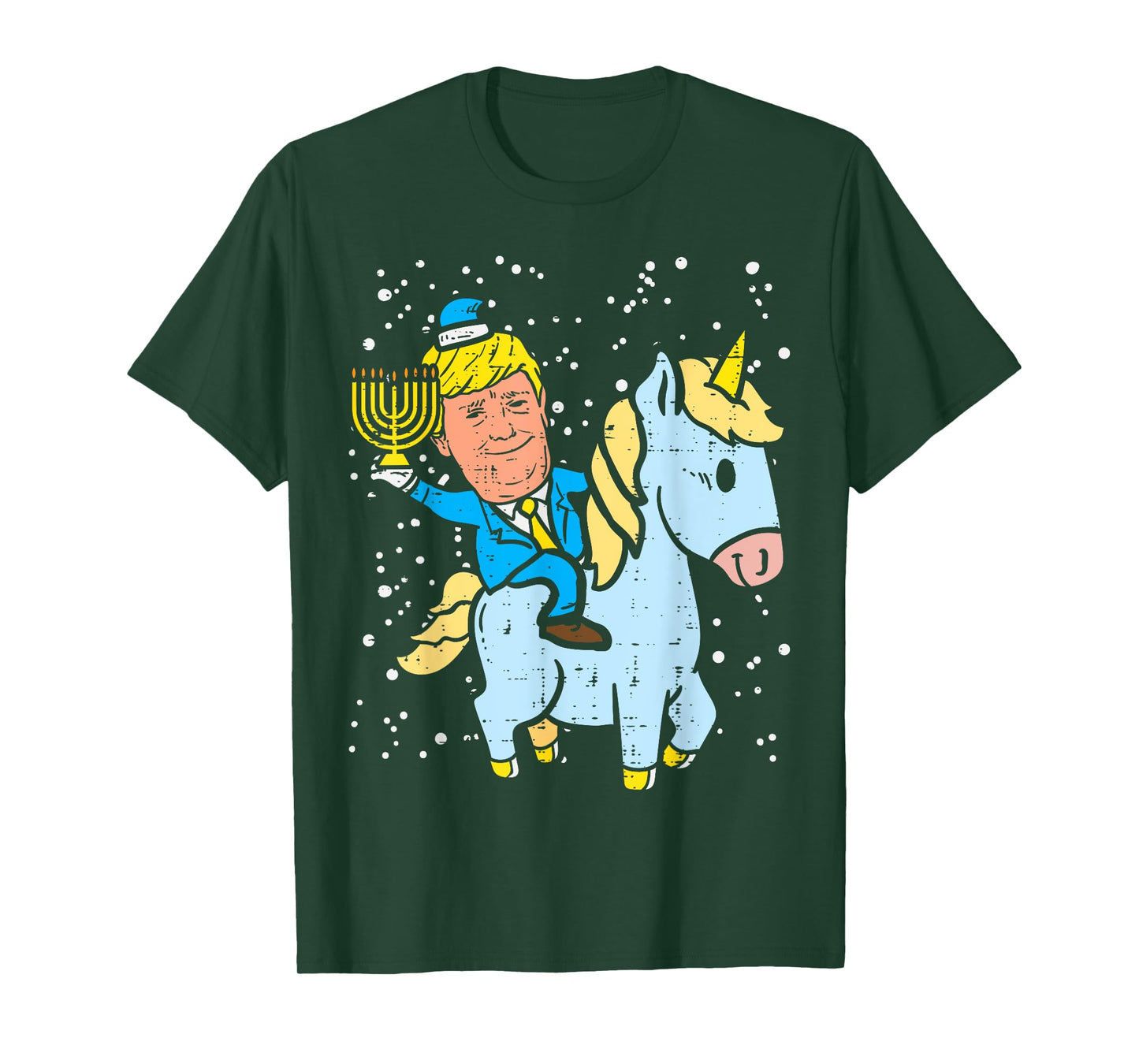 Trump Riding Unicorn Menorah Jewish Hanukkah Chanukah Gift T-Shirt