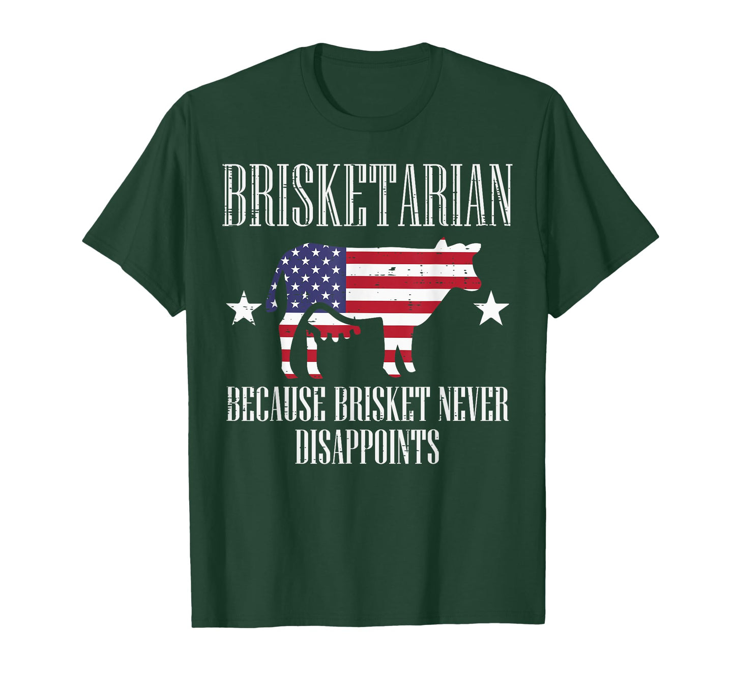 Brisketarian US Flag Brisket Bbq Barbecue 4th July Men Women T-Shirt