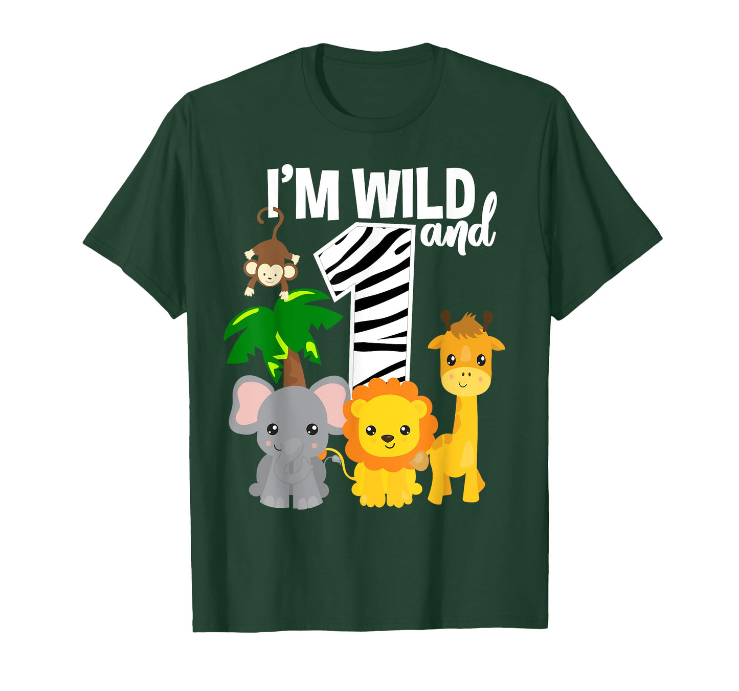 I'm Wild and 1 Zoo Theme Birthday Shirt Safari Jungle Animal T-Shirt