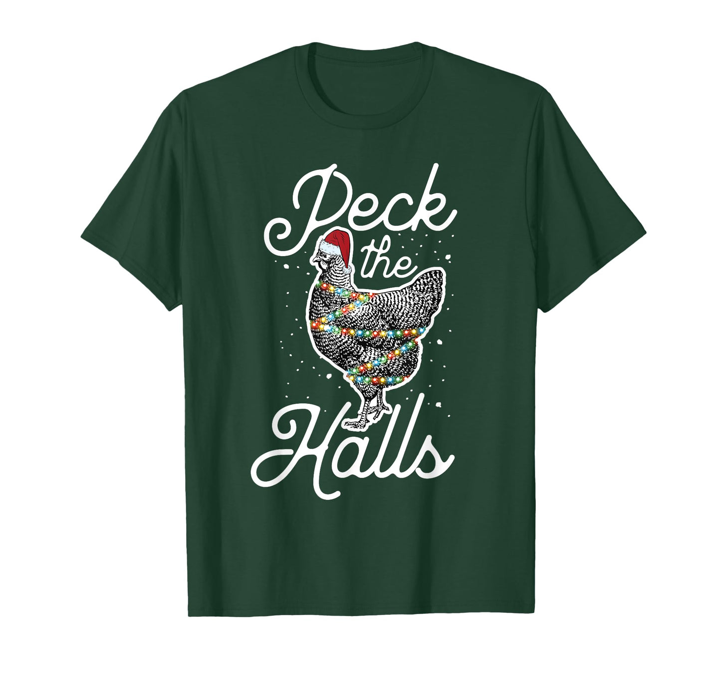 Peck The Halls | Cute Christmas Chicken T-Shirt