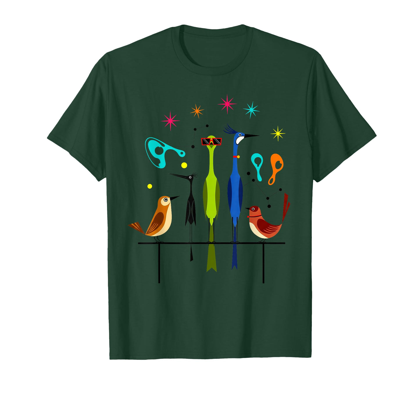 Retro Mid-Century Modern Birds 50s 60s Style Men Women Kid T-Shirt