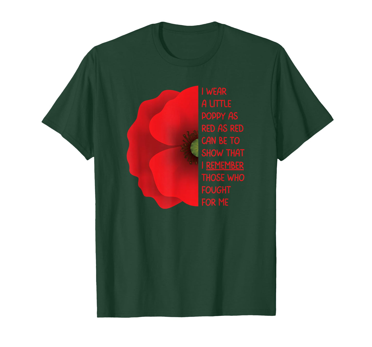 Veterans Day USA Memorial Lest We Forget Red Poppy Flower T-Shirt