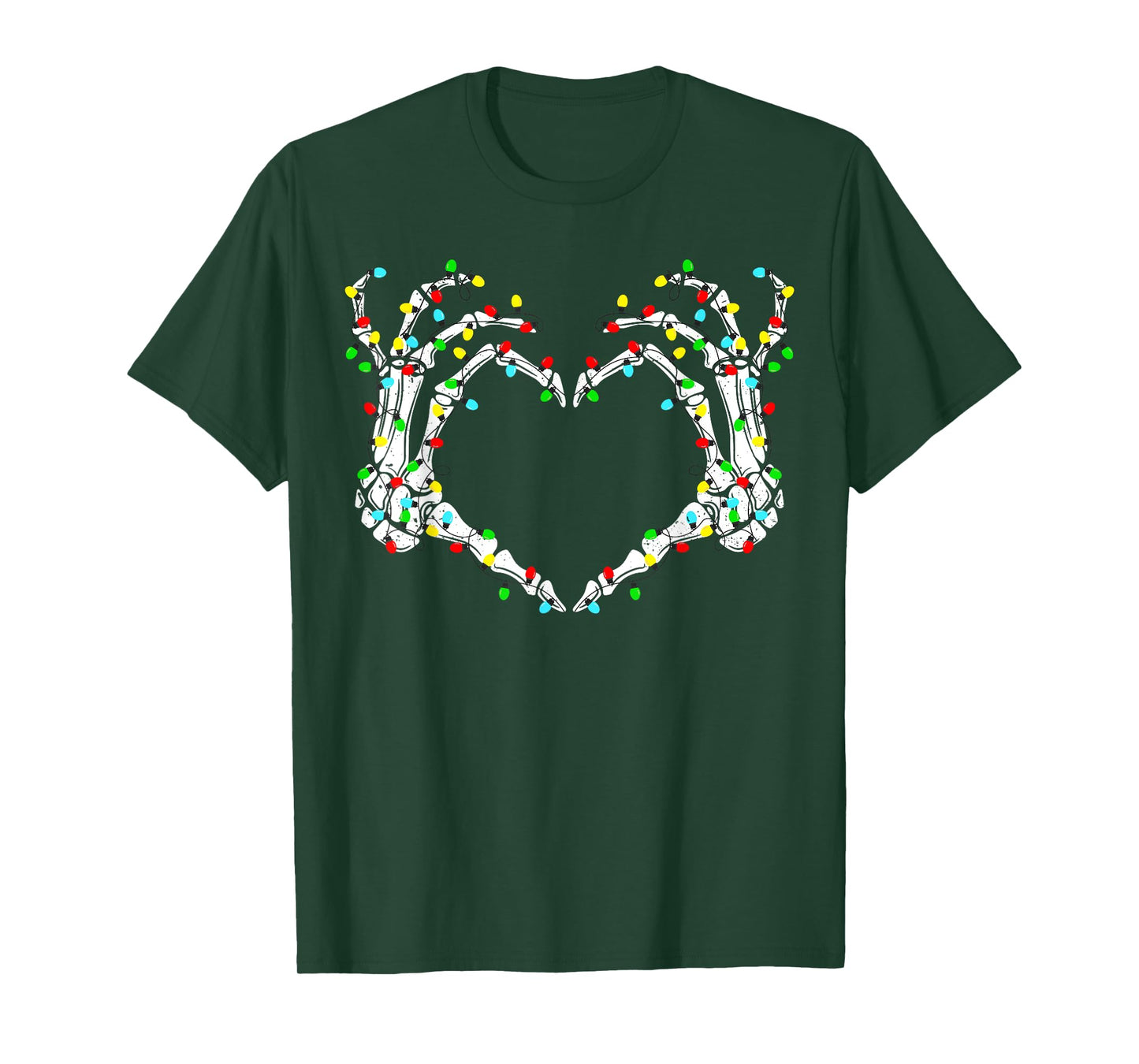 Skeleton Hands Heart Sign Light Christmas Costume Women Girl T-Shirt