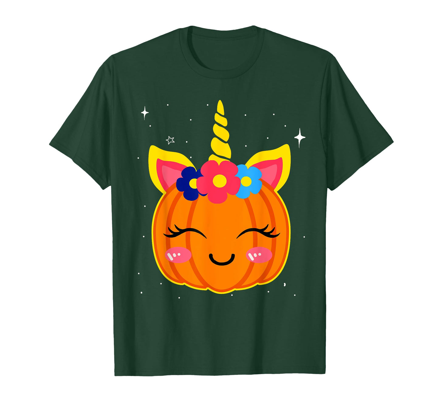Girls Funny Halloween Costume Cute Unicorn Pumpkin Kids T-Shirt