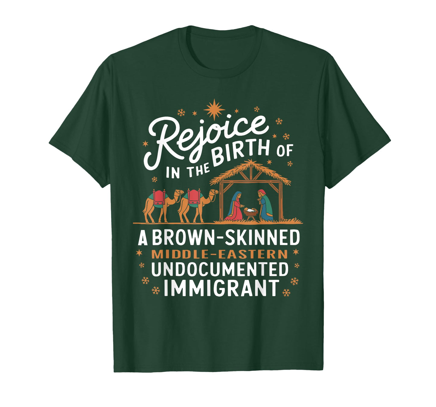 Rejoice In The Birth Of A Brown Skinned Christmas Christian T-Shirt