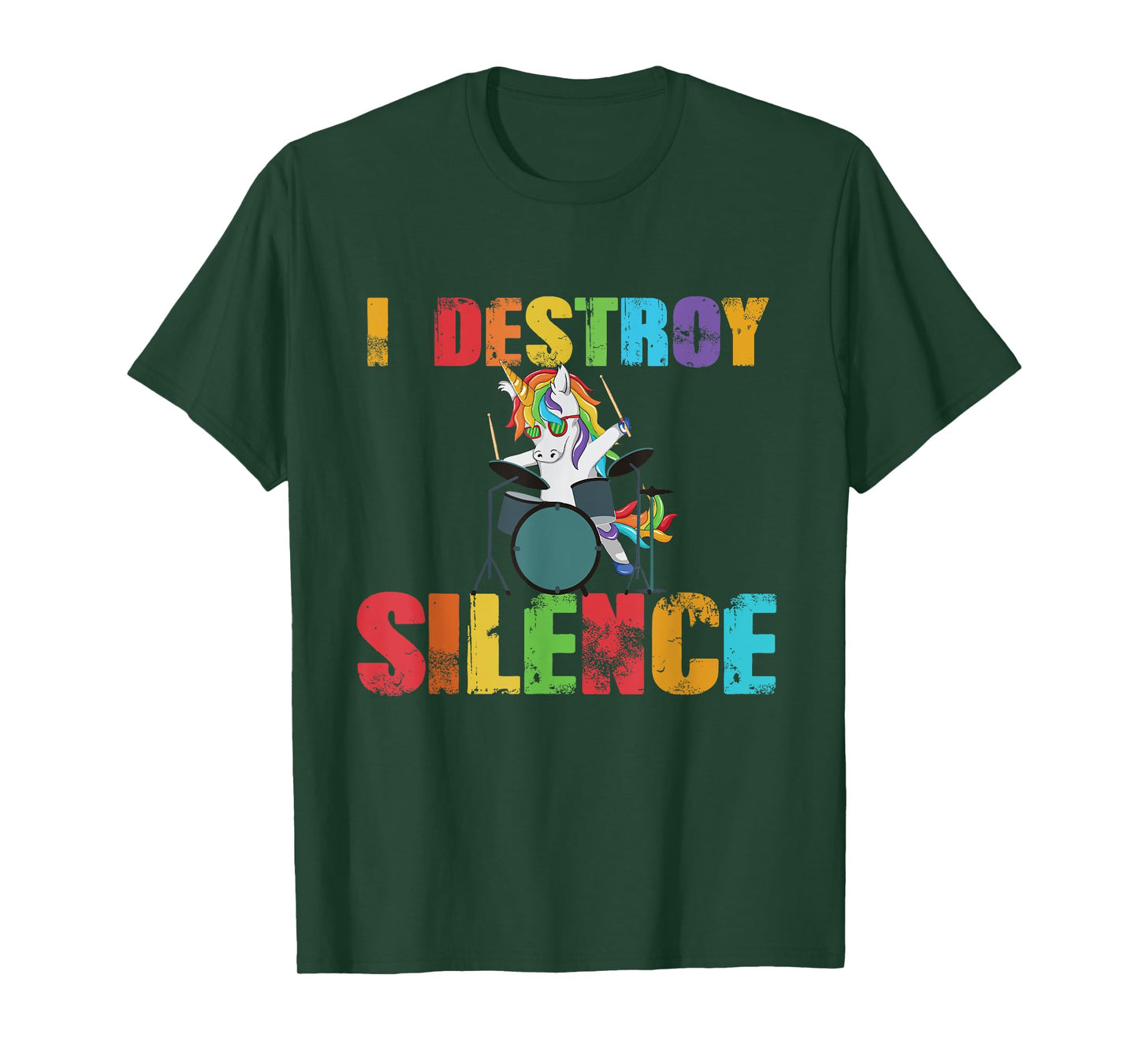 I Destroy Silence - Funny Unicorn Drummer - Drum Kit Gift T-Shirt