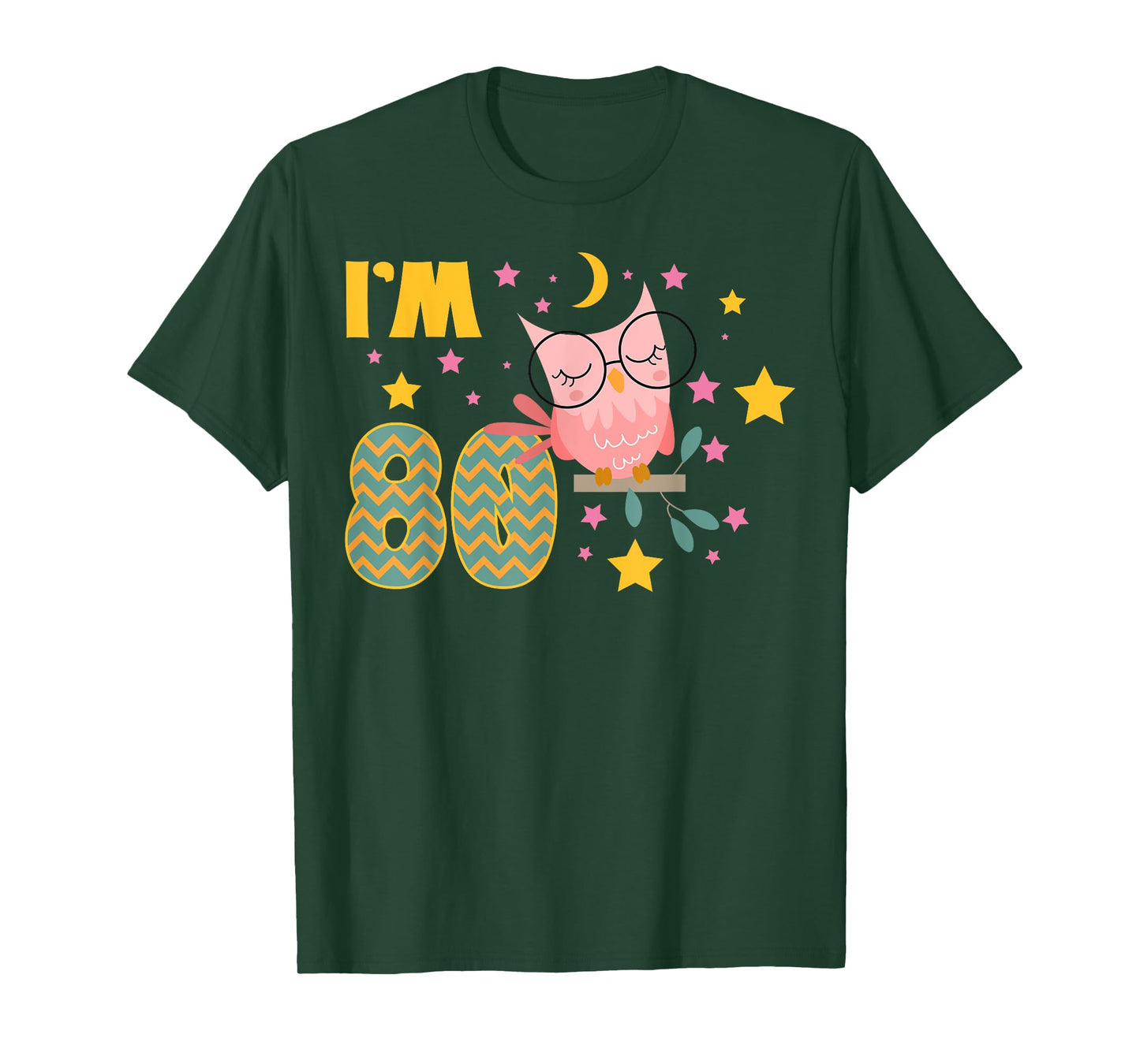 Owl 80th Birthday Nature Lover Birdwatcher Wildlife Party T-Shirt