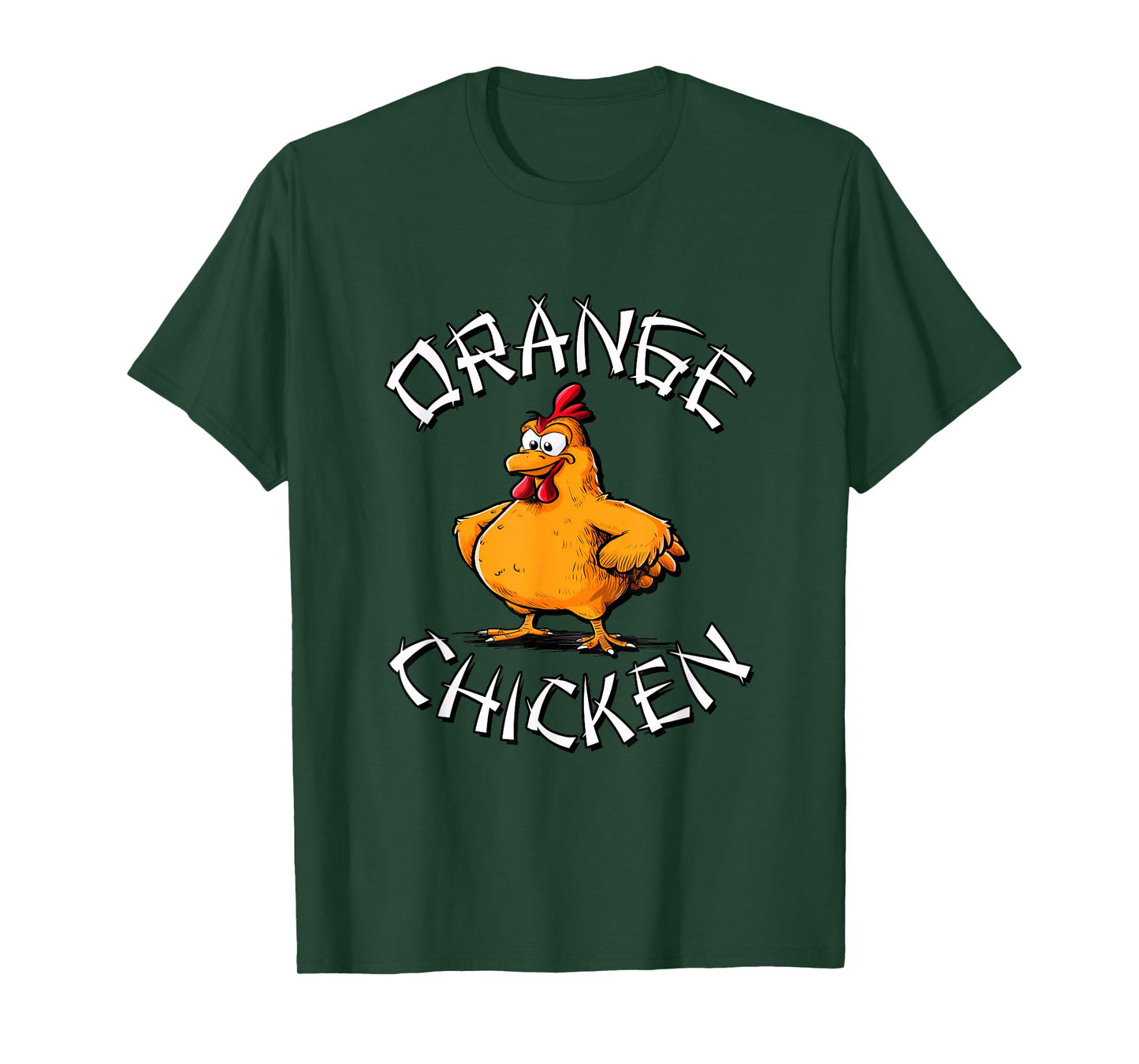 Redds Threads Orange Chicken Unisex-Adults T-Shirt Black Small Short Sleeve Classic Fit 100% Polyester Fun Cartoon Mandarin Collar Modern Unique Graphic Design
