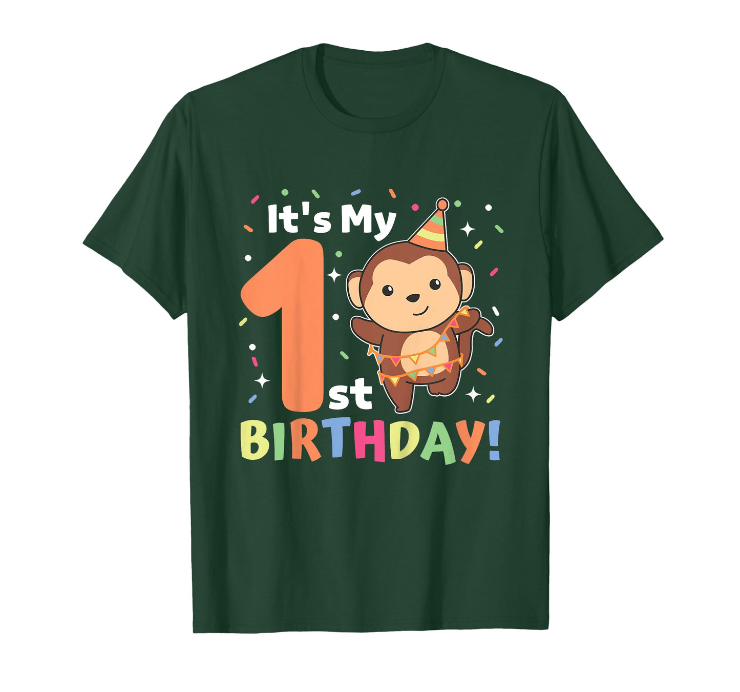 Monkey 1st Birthday For Kids One Year Old Monkey T-Shirt