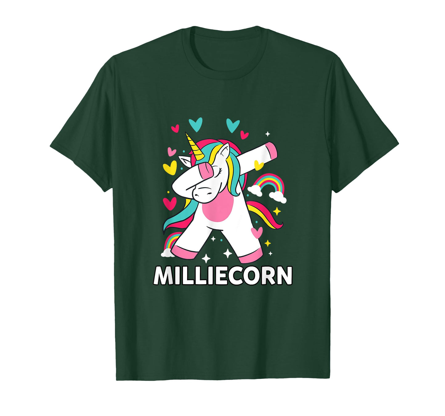 Milliecorn Personalised Name Dabbing Unicorn Millie T-Shirt