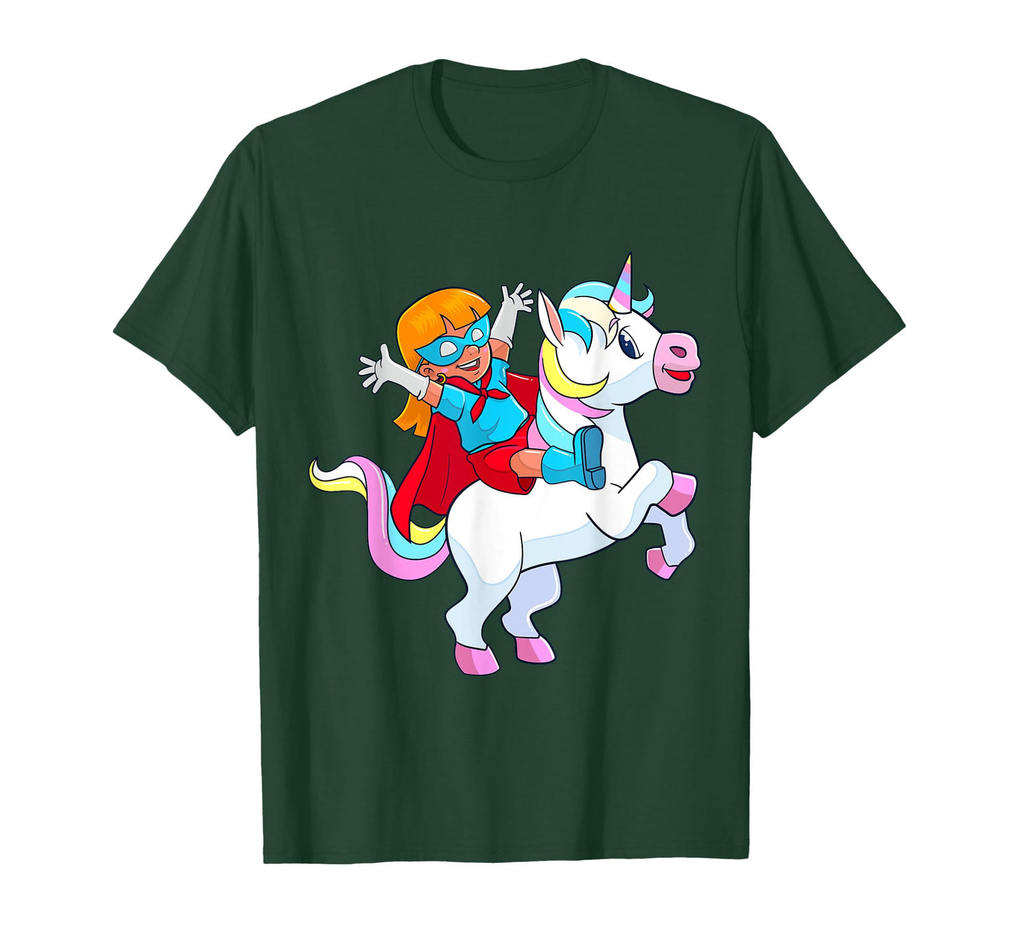 Superhero Birthday Girl Riding Unicorn Funny Kids Toddlers T-Shirt