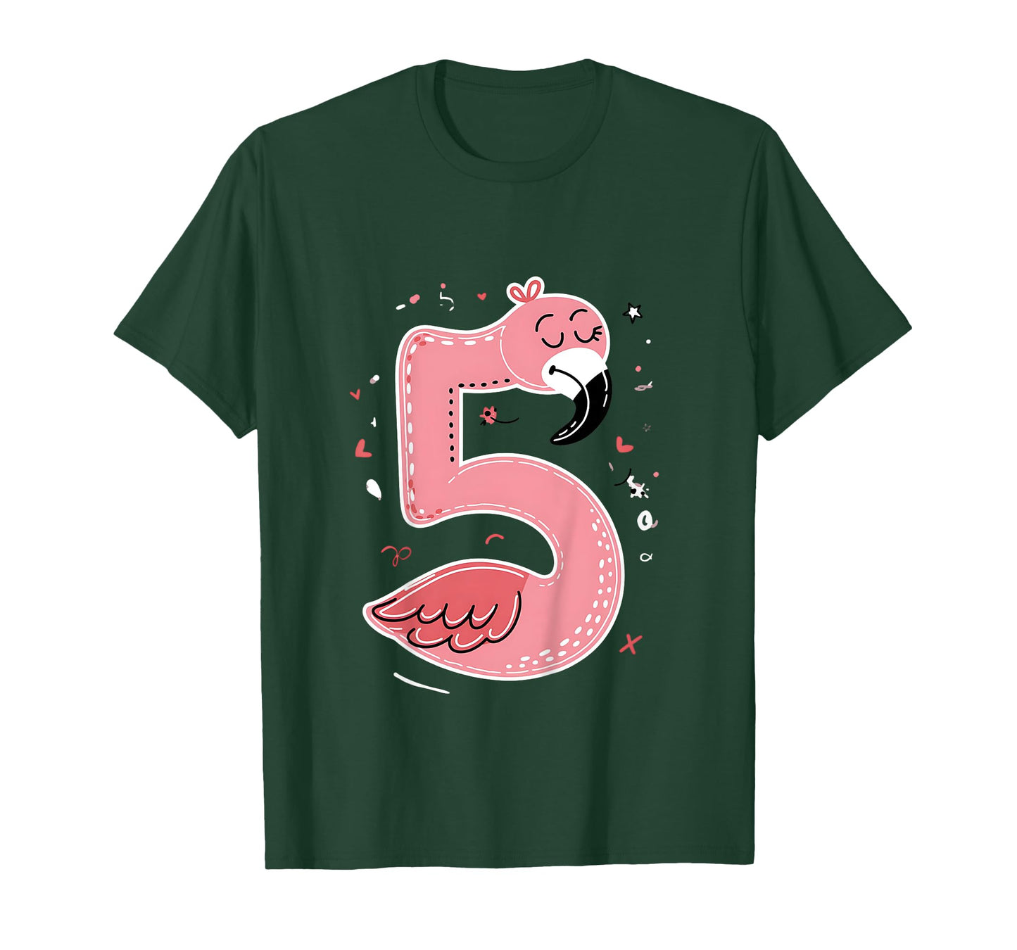 Celebrate 5 Years Old Party For Flamingo Birthday Girl T-Shirt