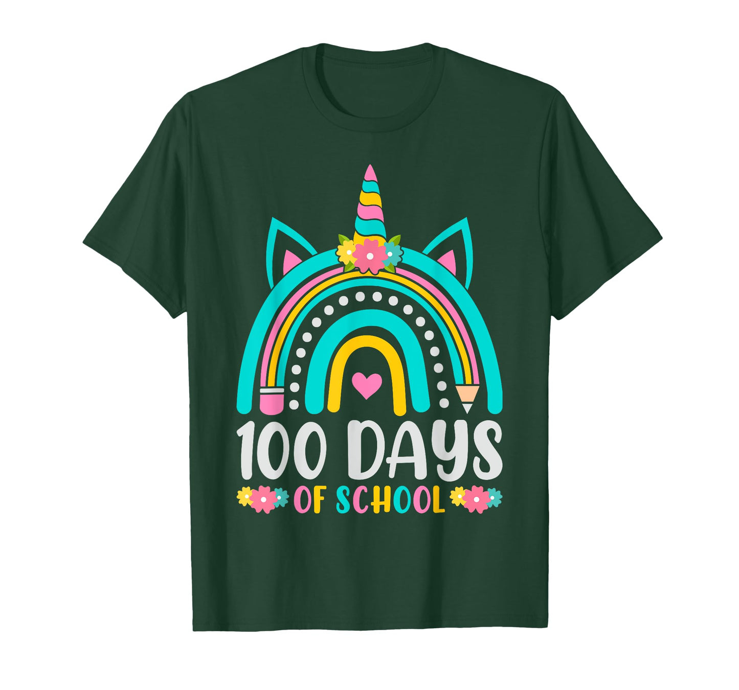 100 Days Smarter Rainbow Unicorn Girls 100th Day of School T-Shirt