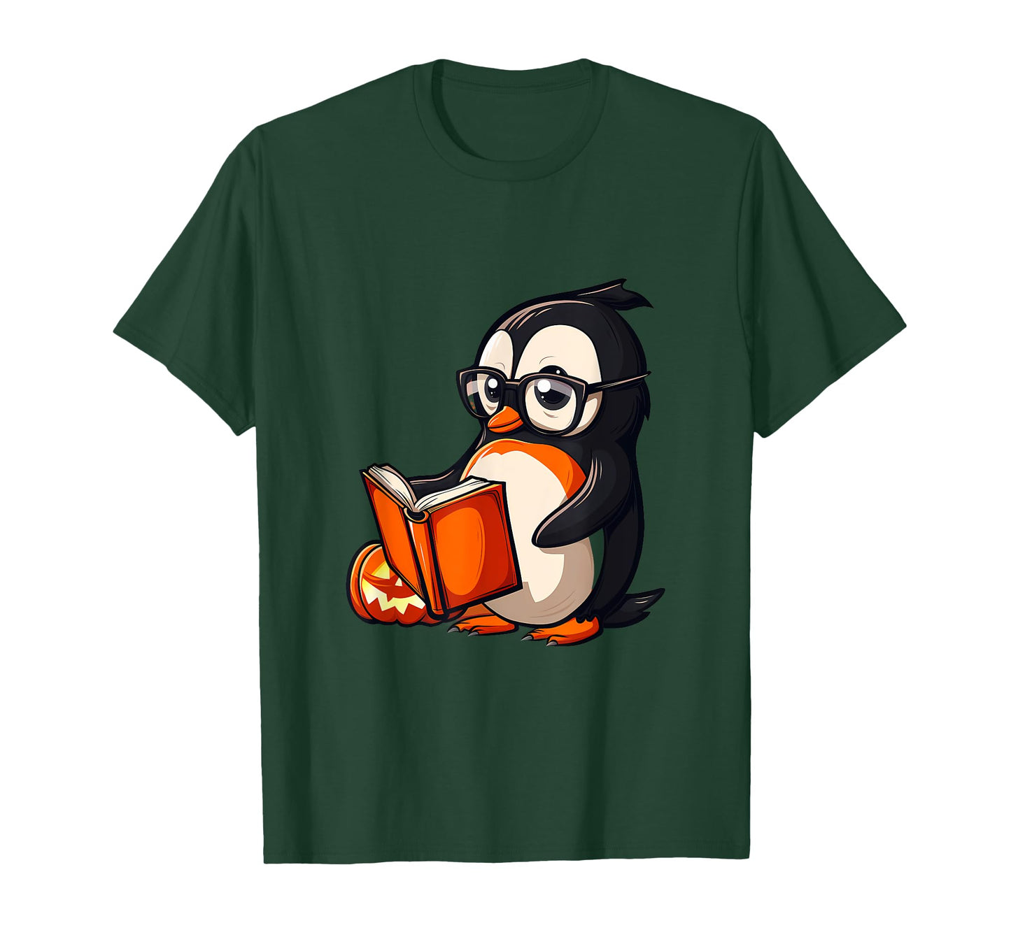 Penguin Halloween Costume Reading Pumpkin Witchcraft T-Shirt