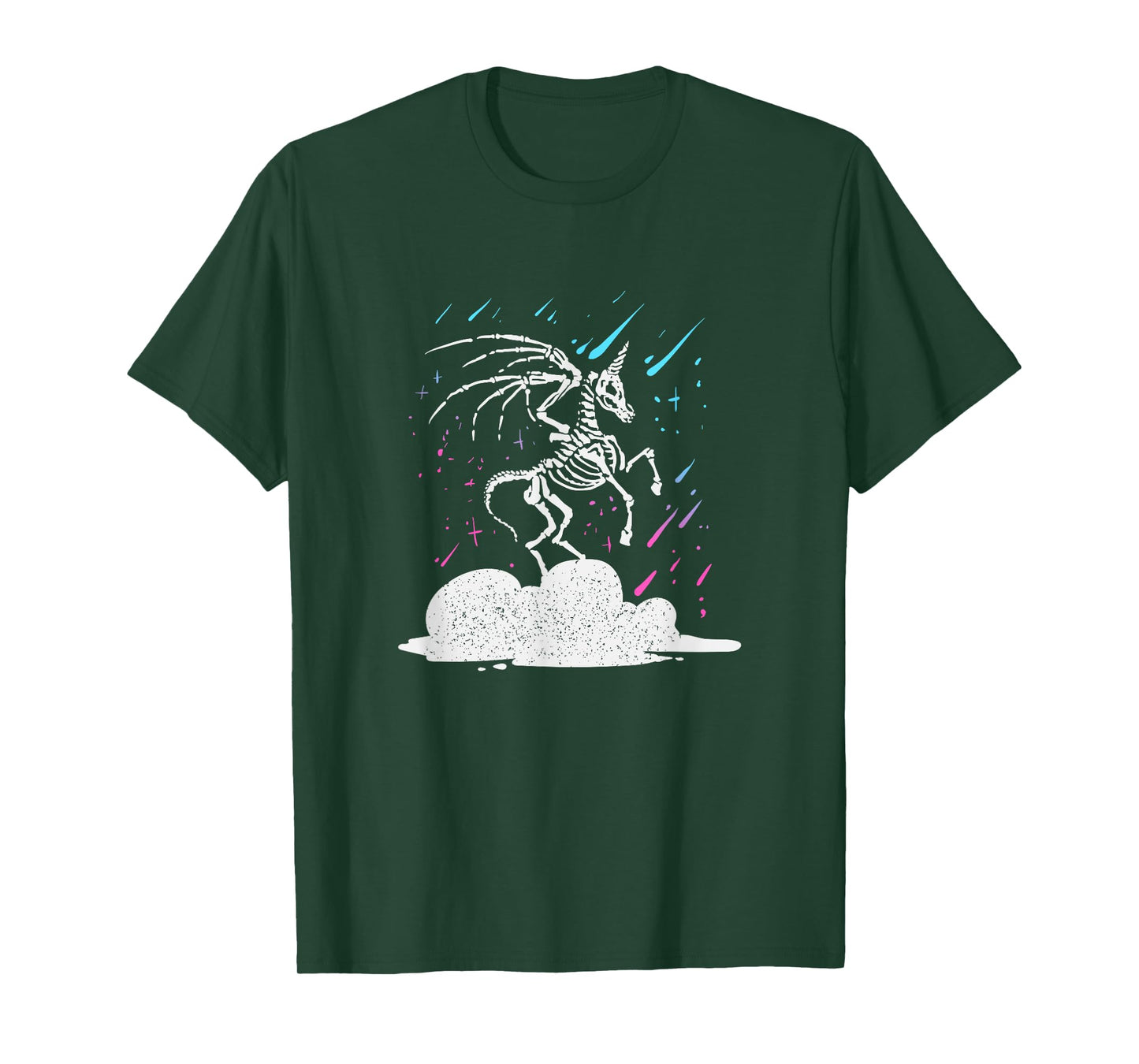 Dead Unicorn Skeleton Rainbow Artwork T-Shirt