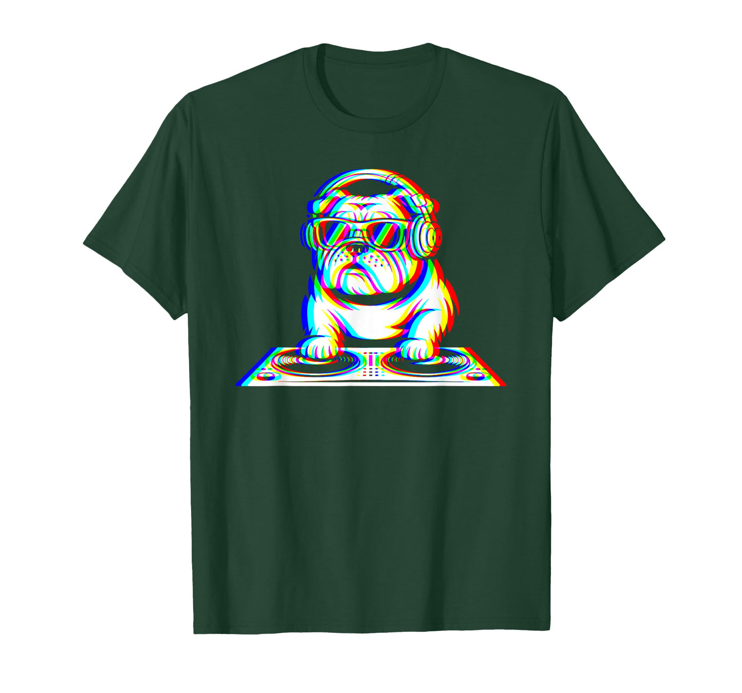 Funny English Bulldog DJ Glitch Rave EDM Music Party T-Shirt