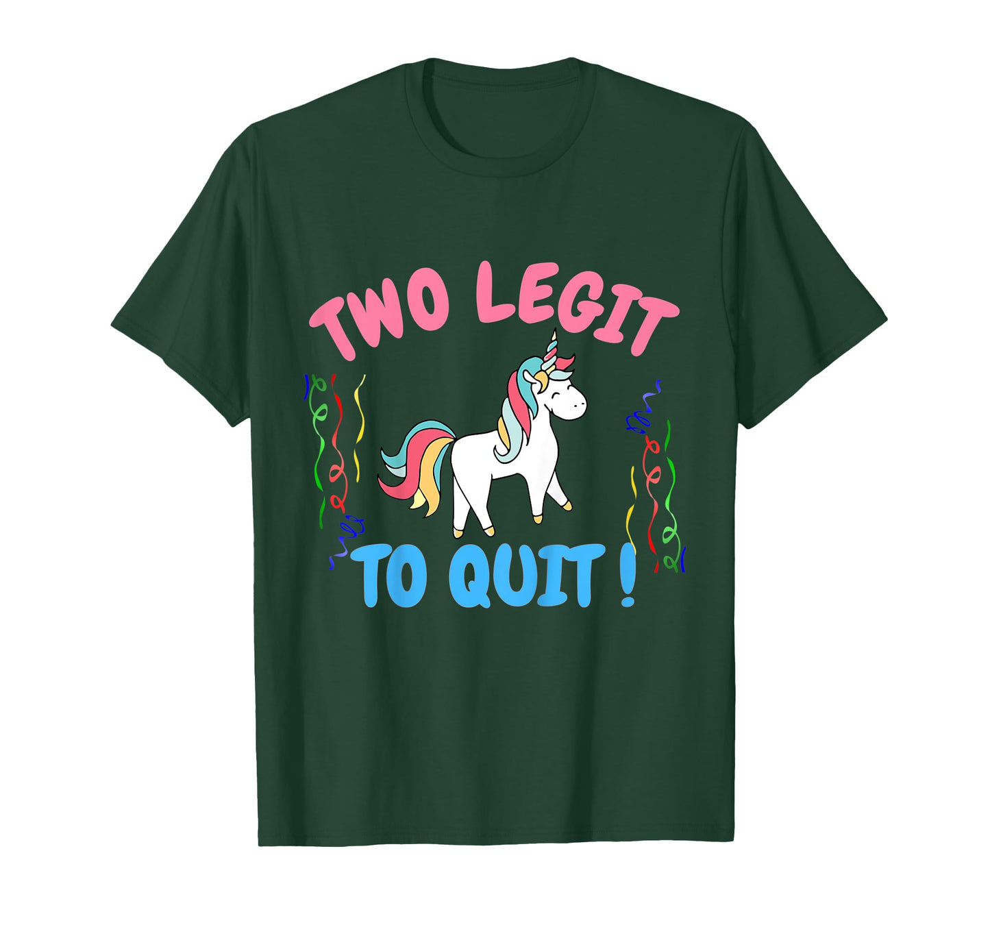 Kids Two Legit To Quit Funny 2nd Birthday Gift Unicorn T-Shirt