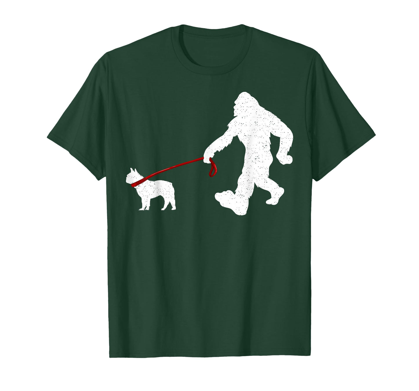 Funny Bigfoot Walking With French Bulldog Dog Lover Bigfoot T-Shirt