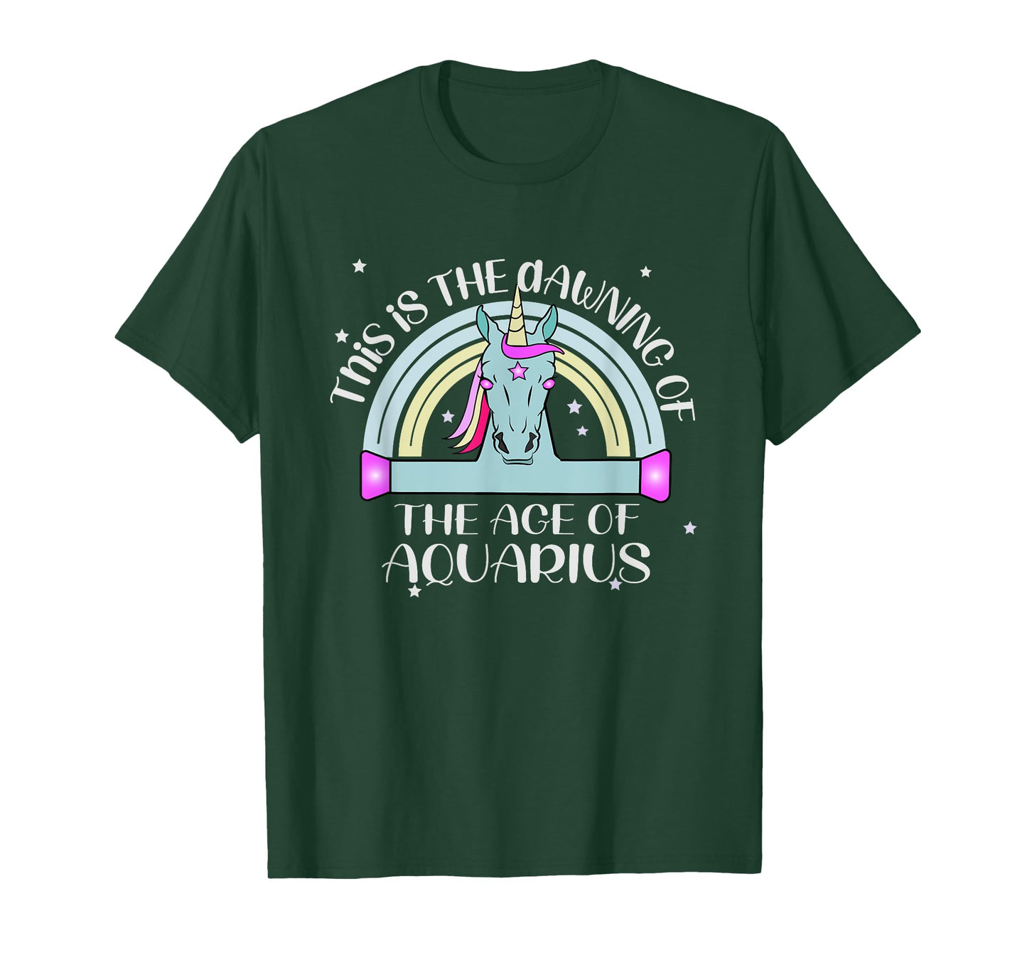 Dawning of Age of Aquarius is January 20th Unicorn in Space T-Shirt