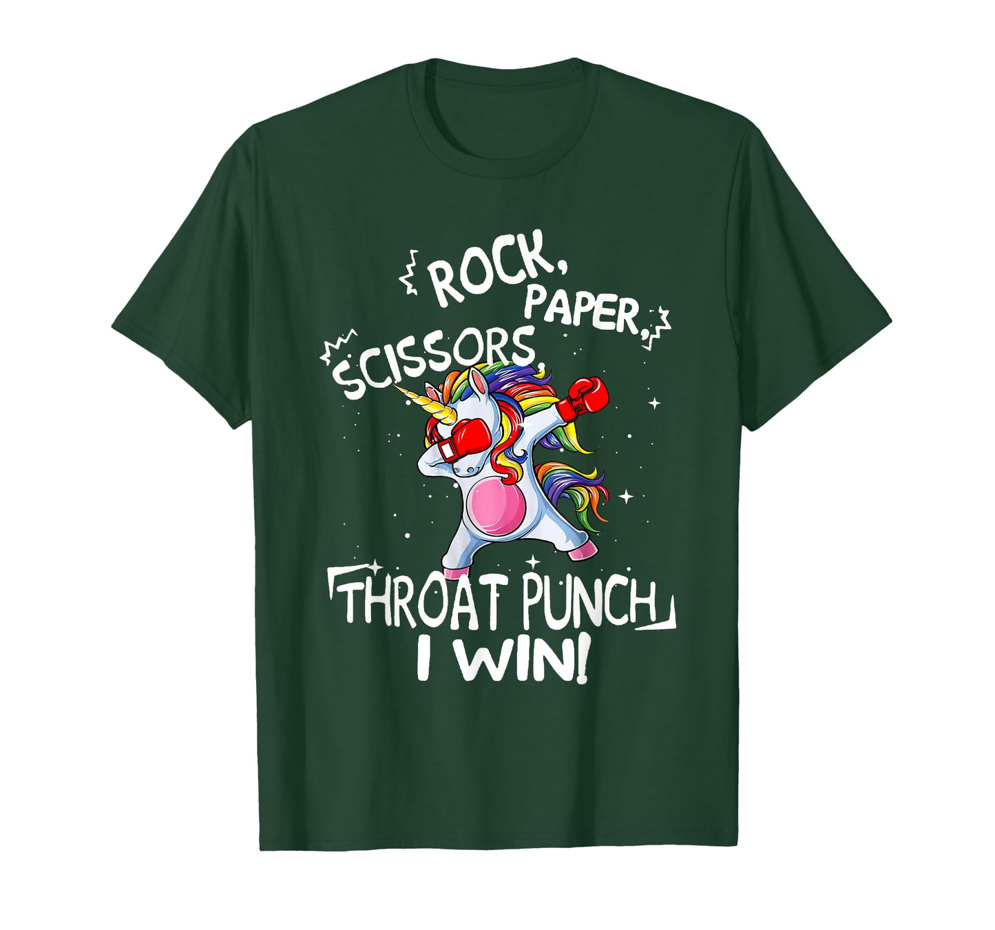 Rock Paper Scissors Throat Punch I win Unicorn Boxing T-Shirt