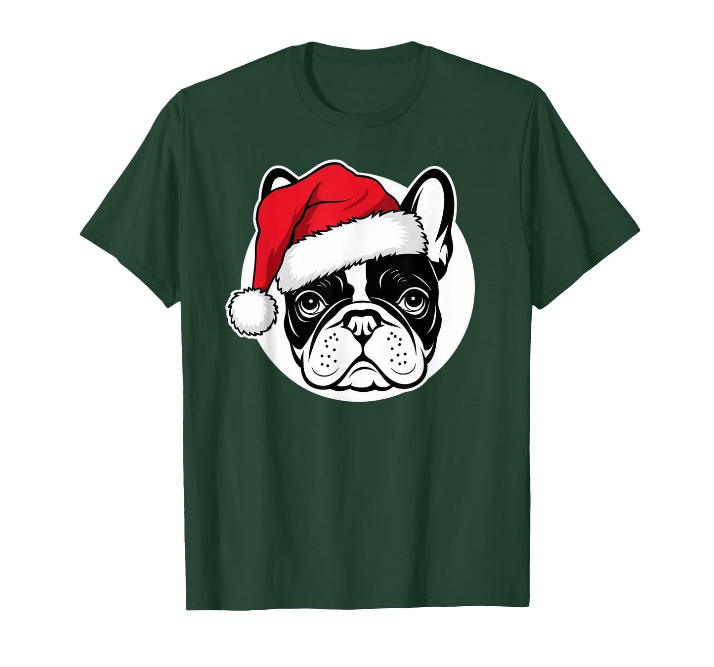 Joyful Frenchie Santa Dog on French Bulldog Christmas T-Shirt