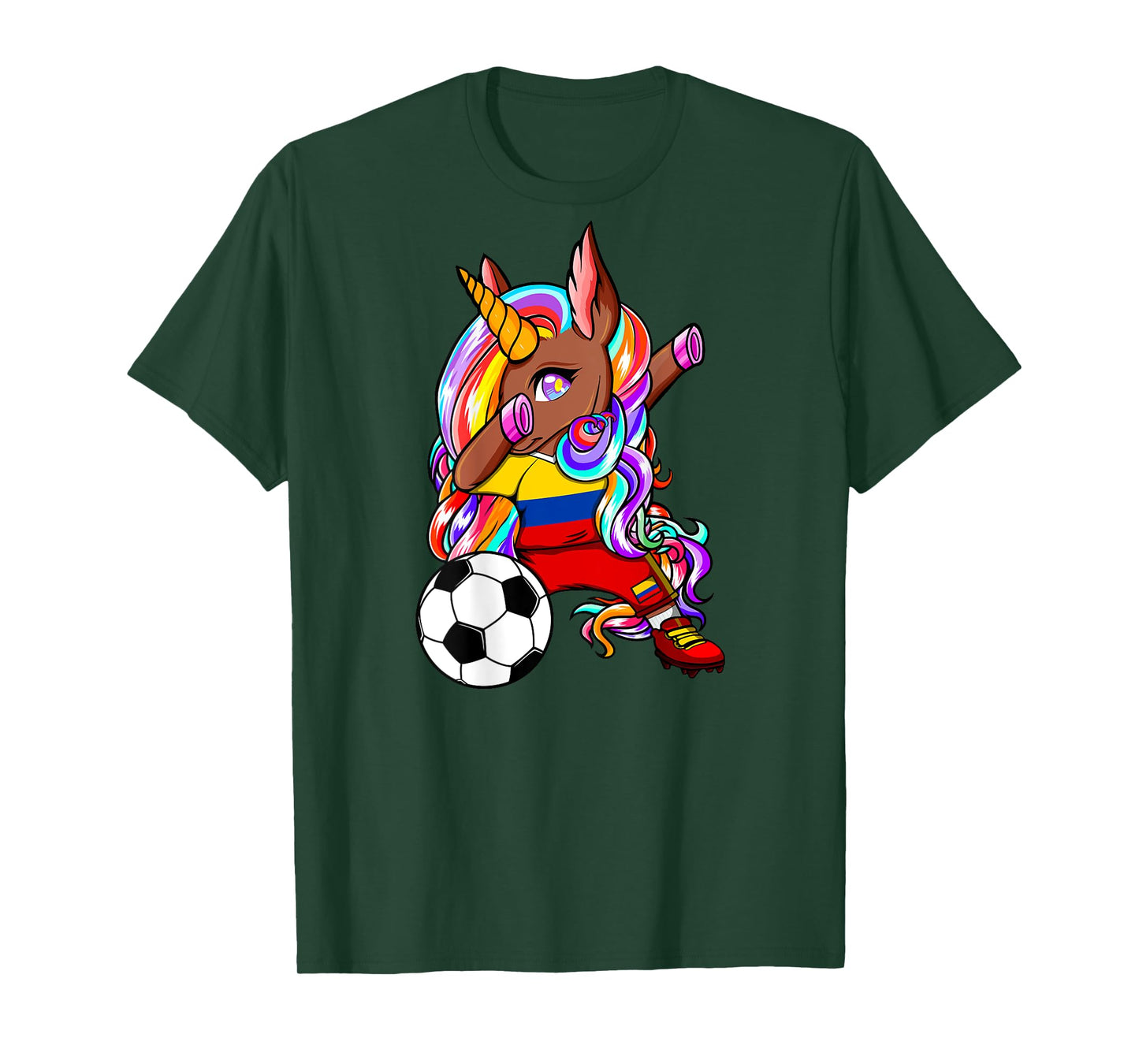 Dabbing Brown Skin Unicorn Colombia Soccer Lovers Football T-Shirt