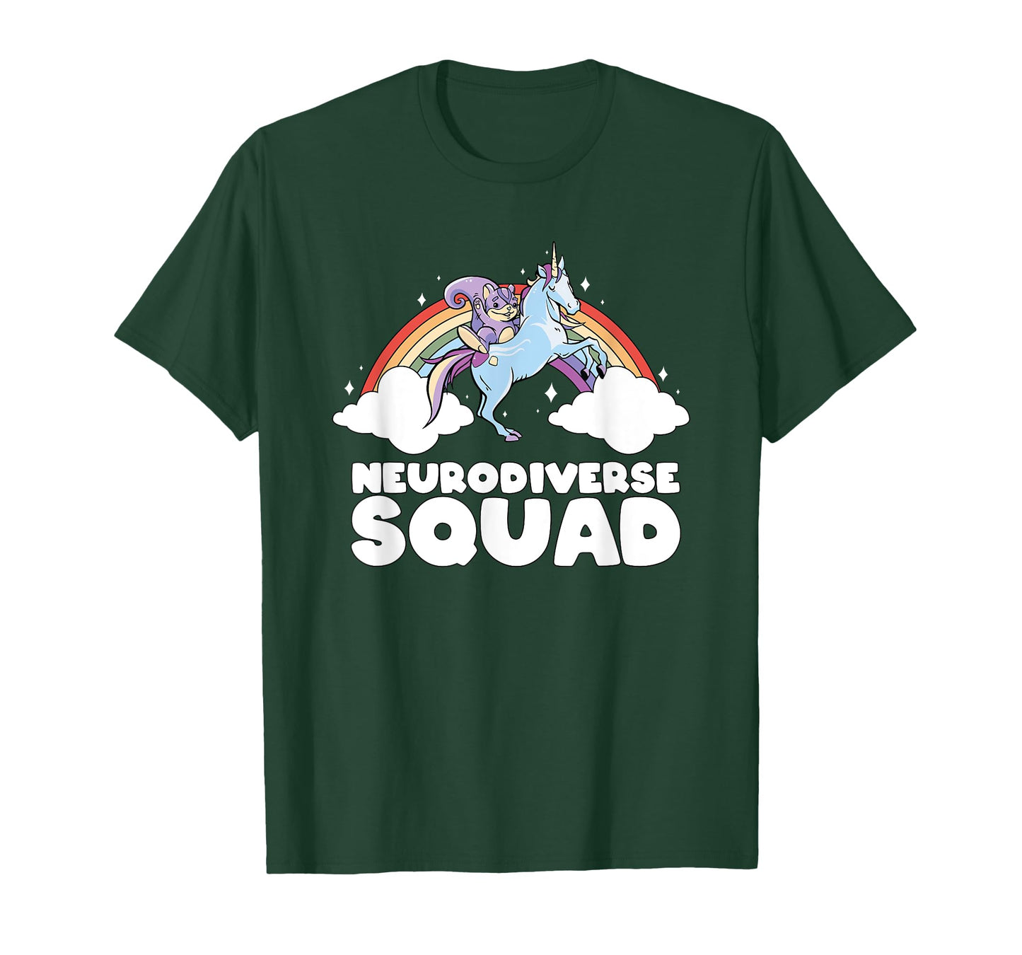Neurodiverse Squad ADHD Squirrel Unicorn Rainbow Autism T-Shirt