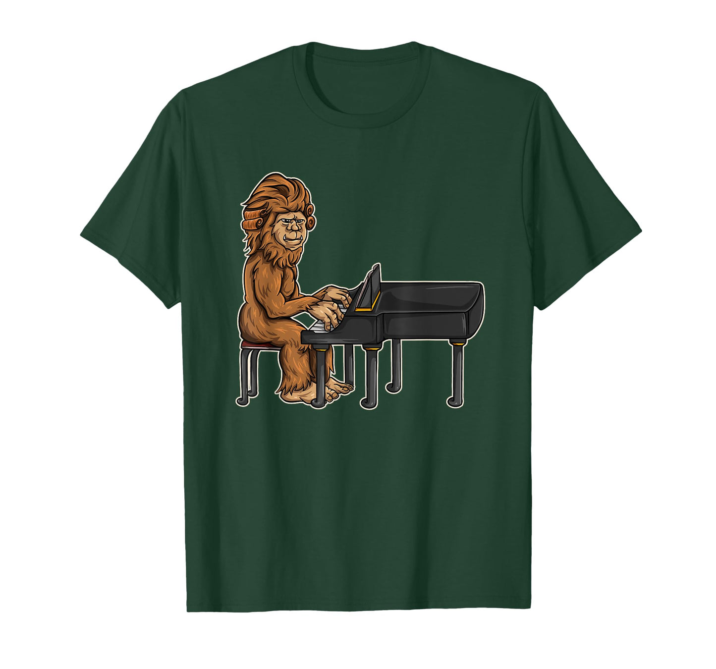 Bigfoot Playing Piano - Funny & Magical Sasquatch Pianist T-Shirt