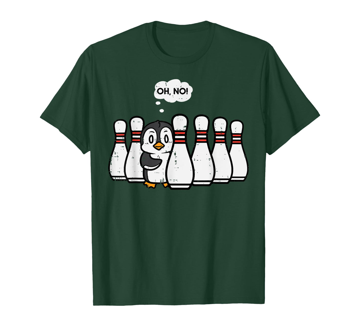 Penguin Bowling Pins Oh No Funny Bowler Player Men Women Kid T-Shirt