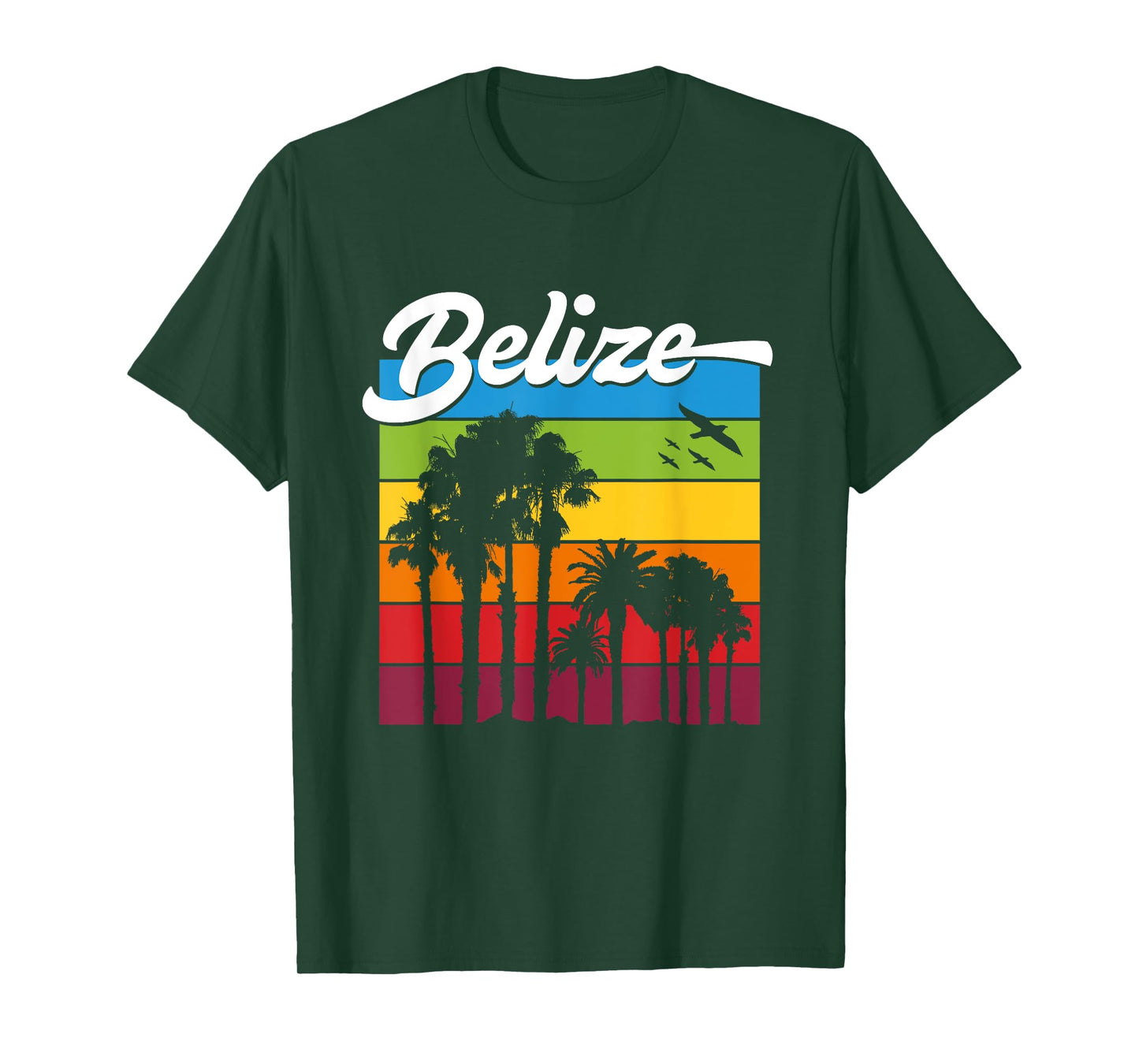Rainbow Belize Souvenir T-Shirt Palm Trees Tropical Vacation