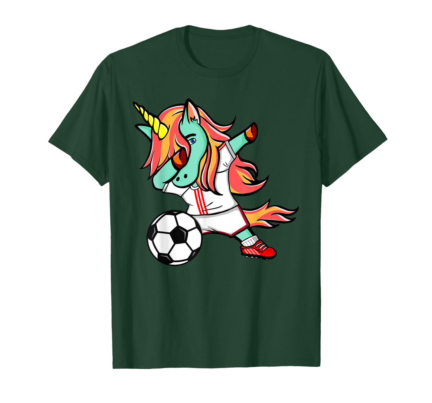 Dabbing Unicorn Soccer On White Red Sport Football Jersey T-Shirt