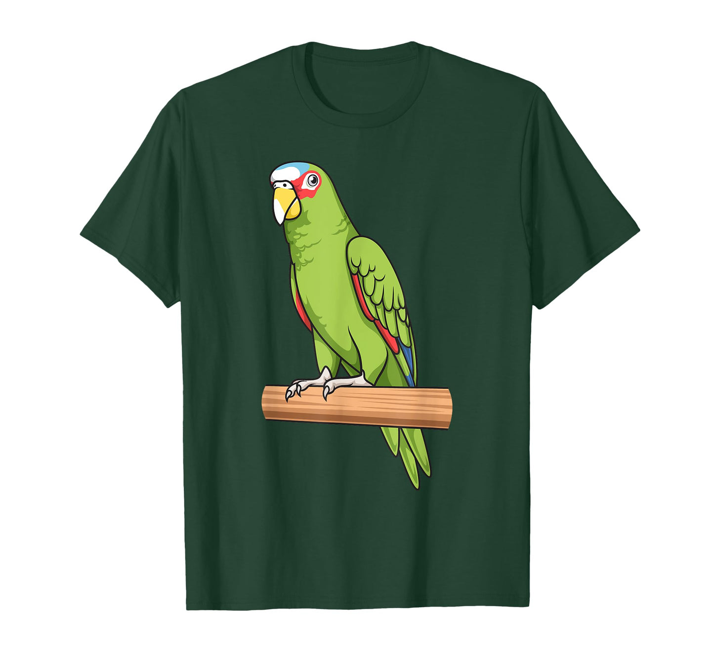 Parrot Bird White-Fronted Sitting on a Tree Branch T-Shirt