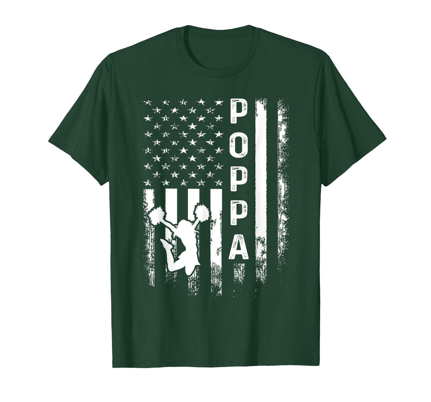 Cheerleader Cheer Poppa America Flag Vintage Xmas T-Shirt