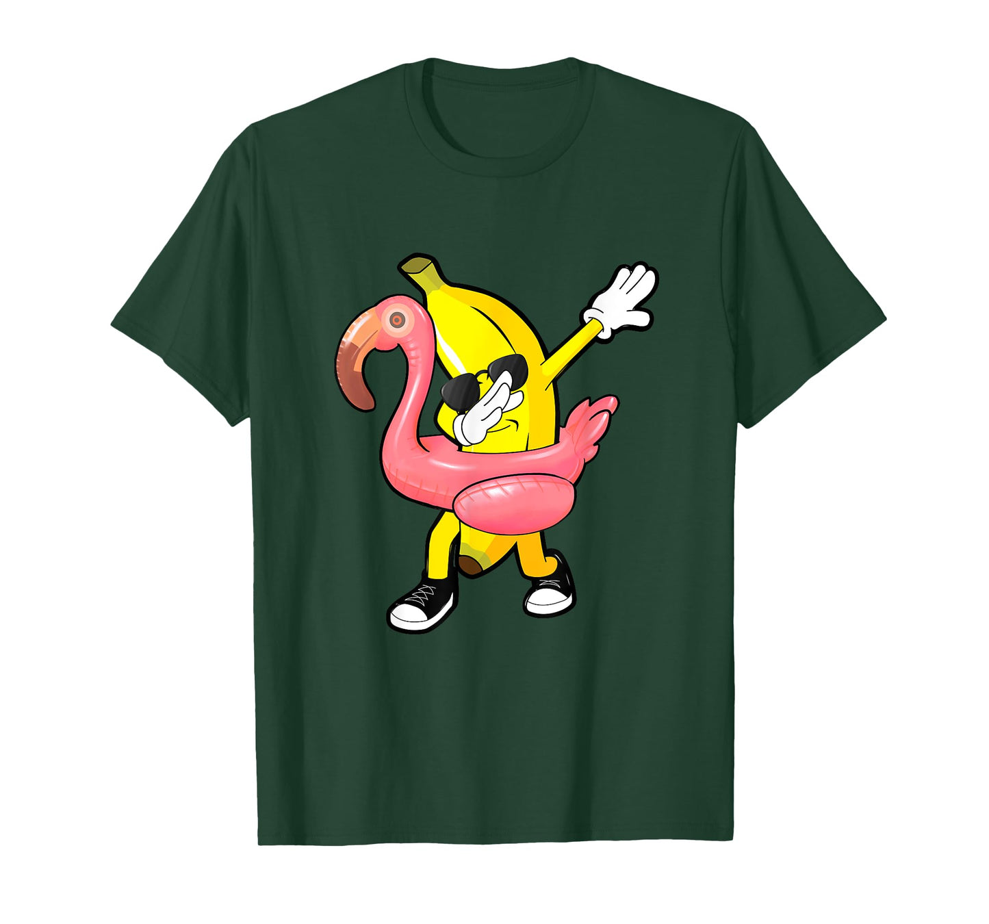 Summer Tropical Fruit Hawaii Dabbing Banana Flamingo Float T-Shirt for Men Women