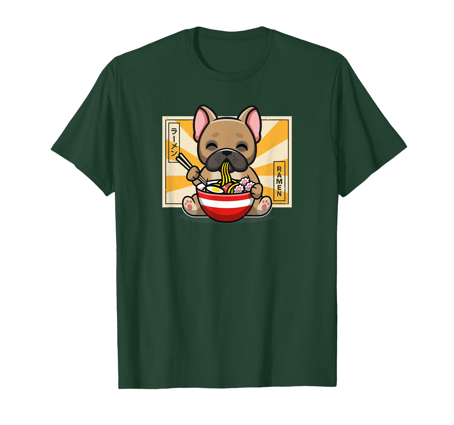 Funny Cute Kawaii Kids Ramen Noodles Frenchie Lover T-Shirt