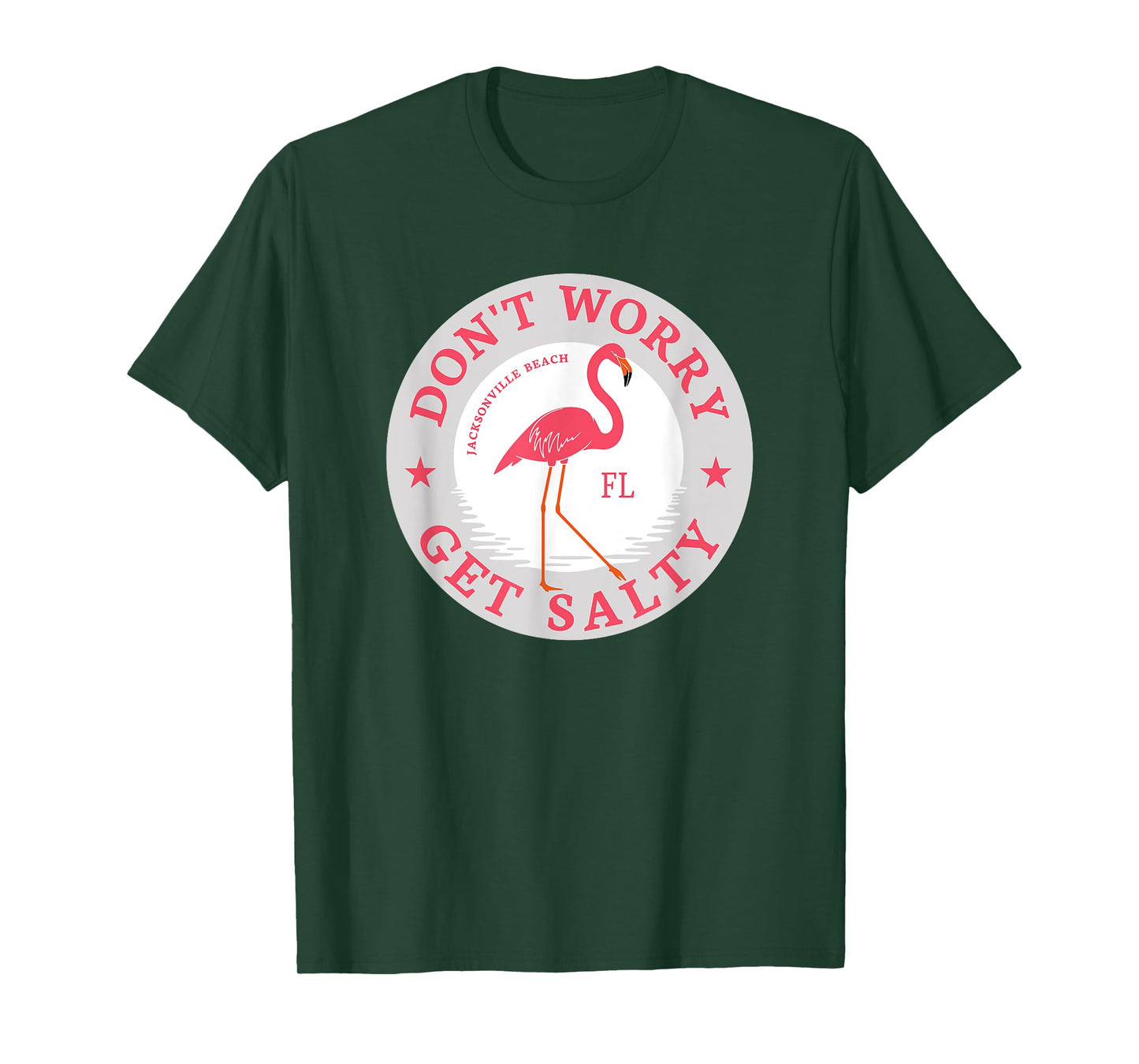 Don't Worry Get Salty Jacksonville Beach, FL Summer Flamingo T-Shirt