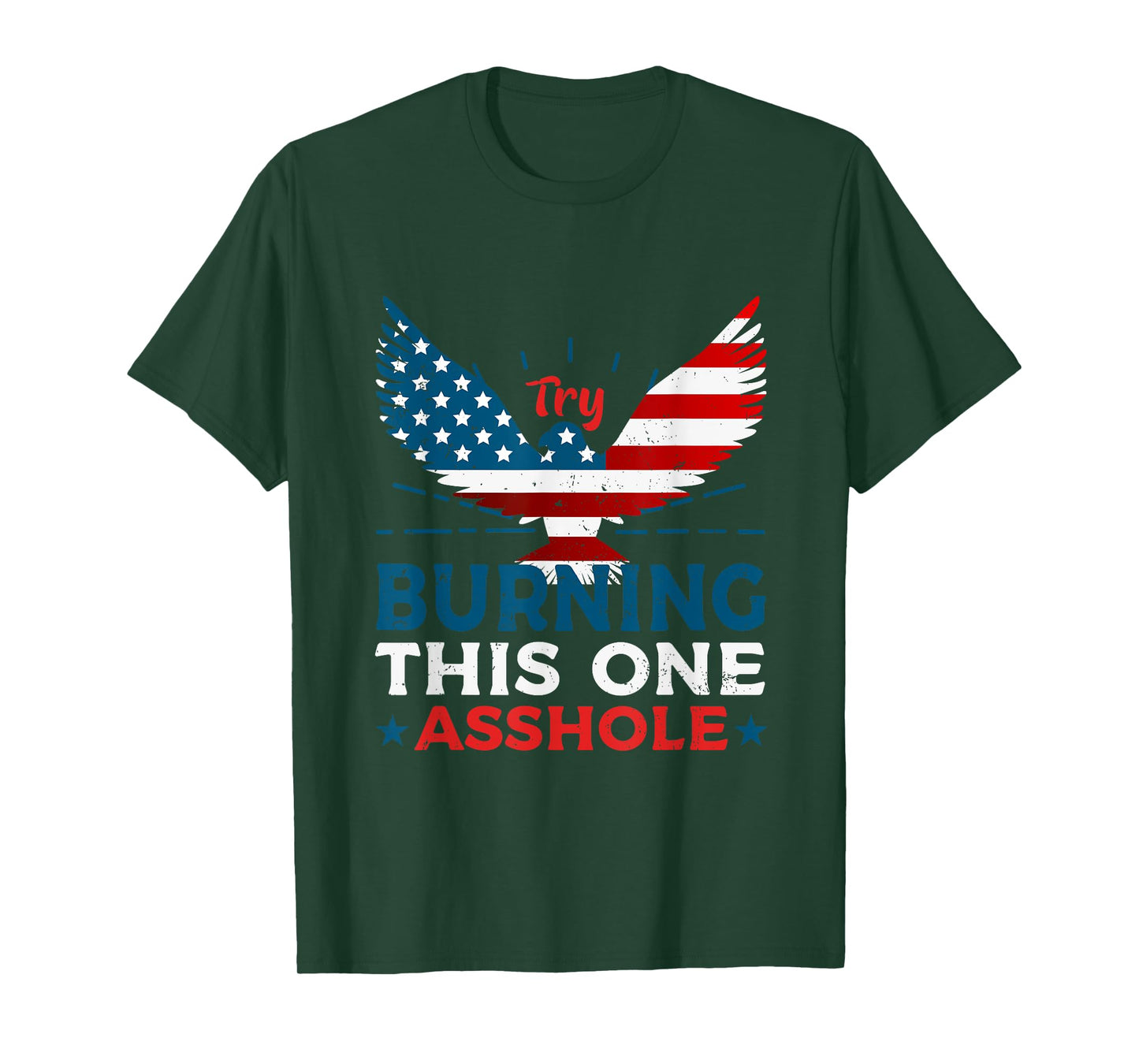 Try Burning This One Asshole Vintage American Flag Eagle Women Men T-Shirt