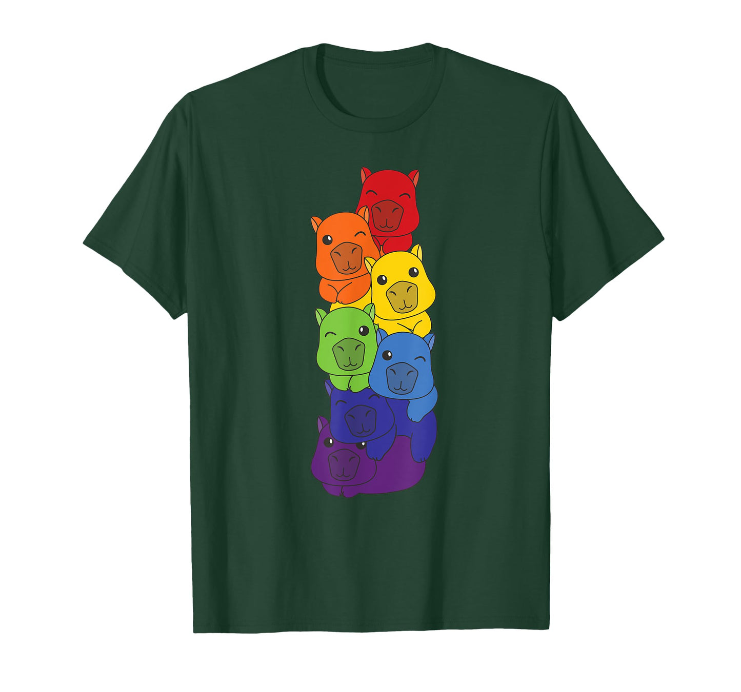 Rainbow Capybaras Cute Animals Colorful Capybara T-Shirt