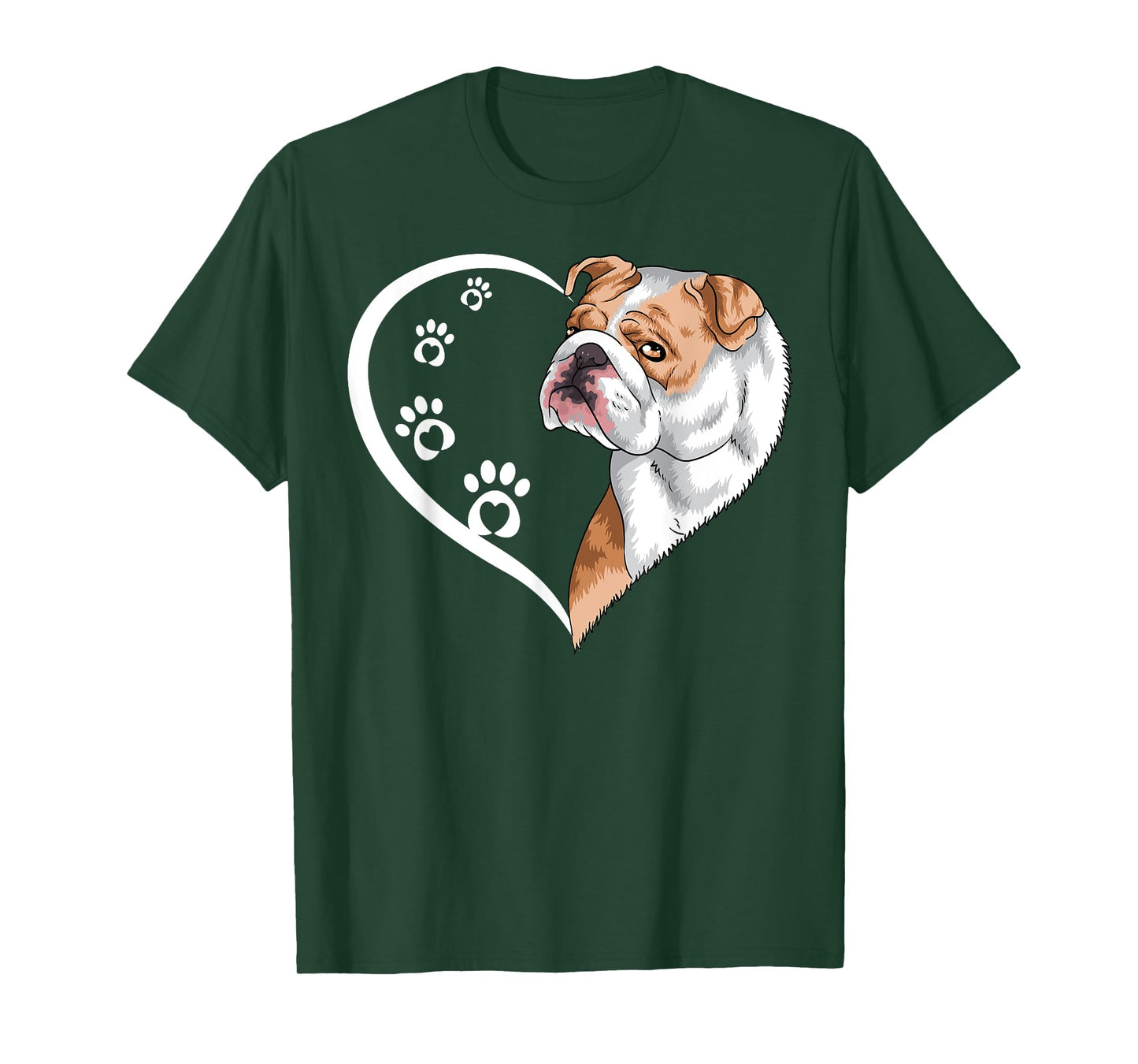 English Bulldog Shirts For Women Girls Kids Heart Cute T-Shirt