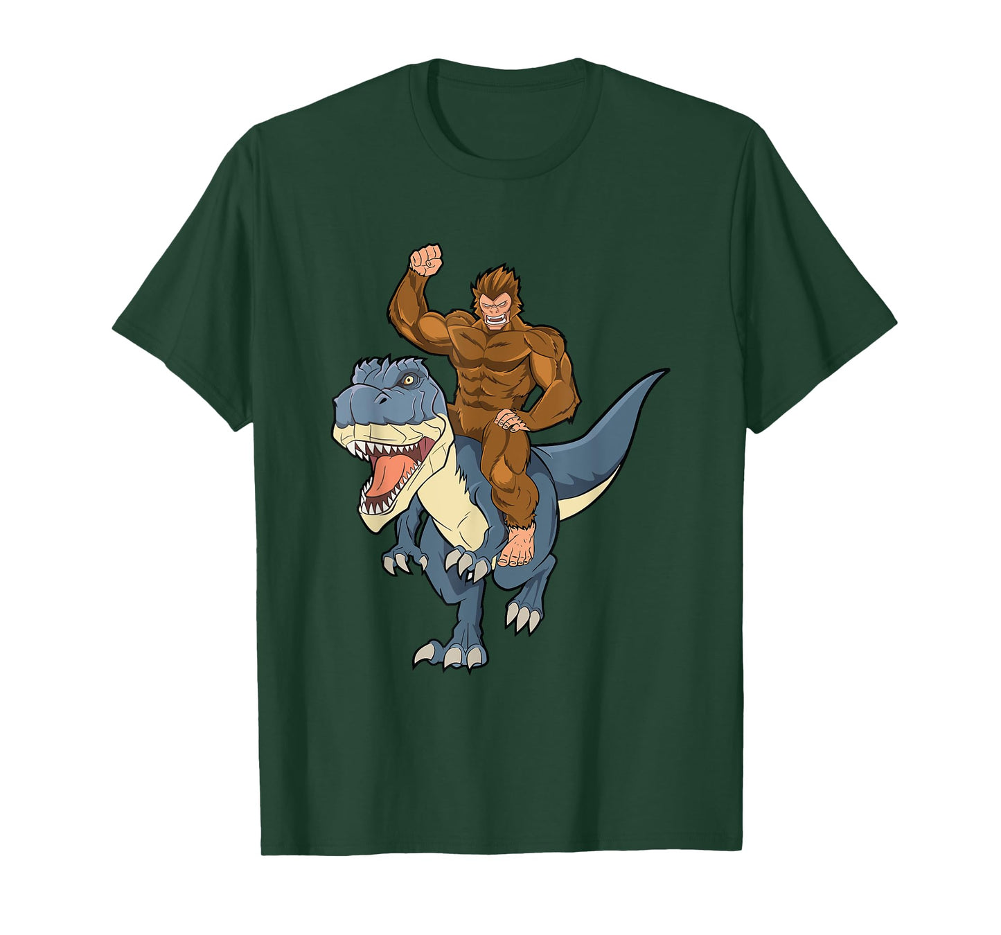 Bigfoot Sasquatch Riding Dinosaur T Rex For Boys Girls Kids T-Shirt